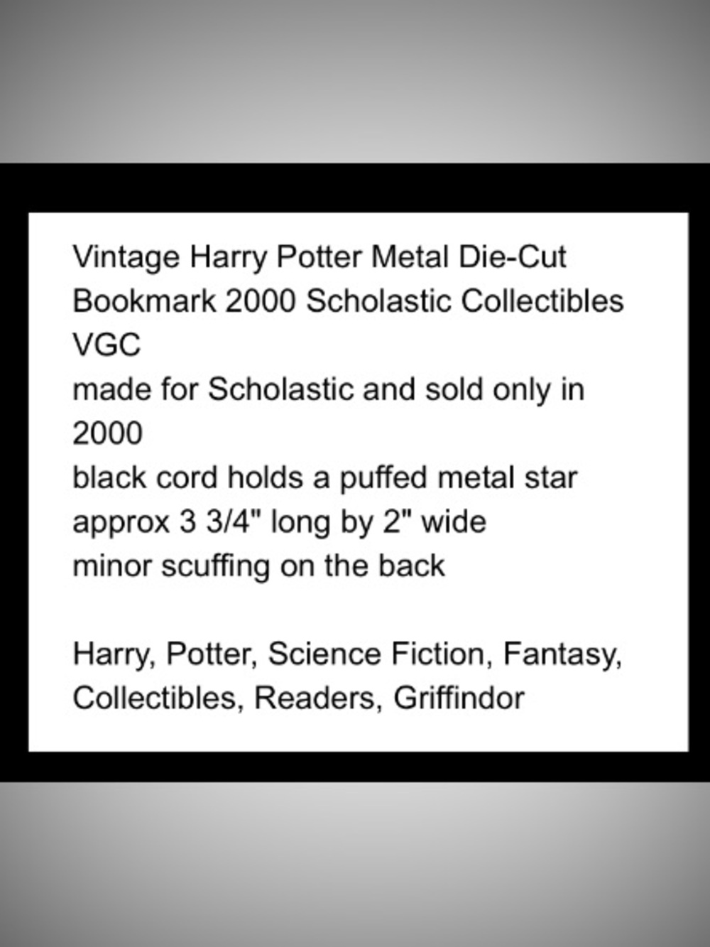 Scholastic Black & White Harry Potter Metal Die-Cut Bookmark - Picture 5 of 5